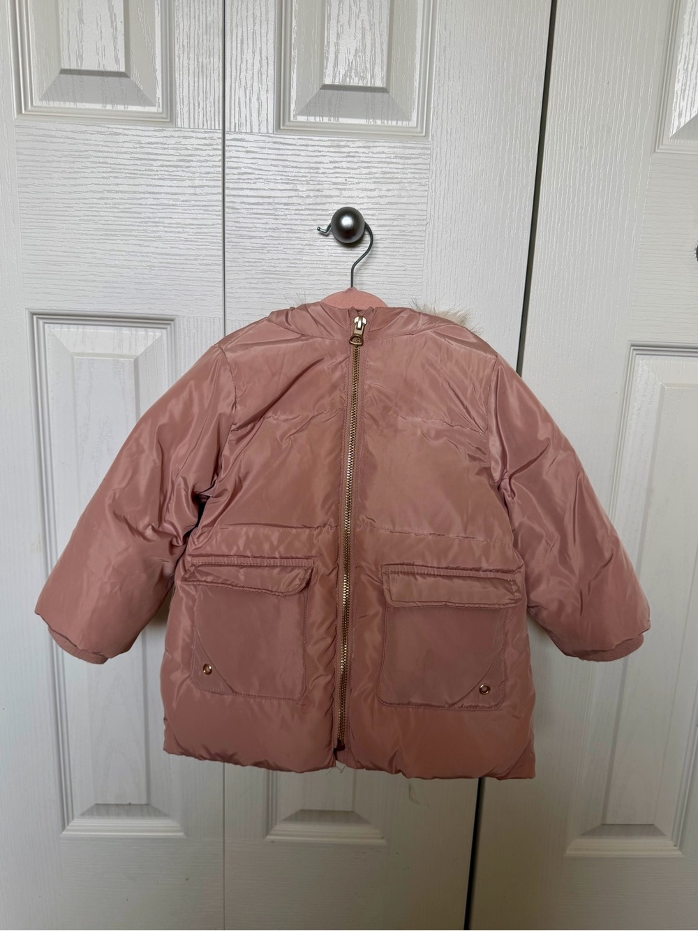 Zara Girls Dusty Rose Puffer Jacket with Hood